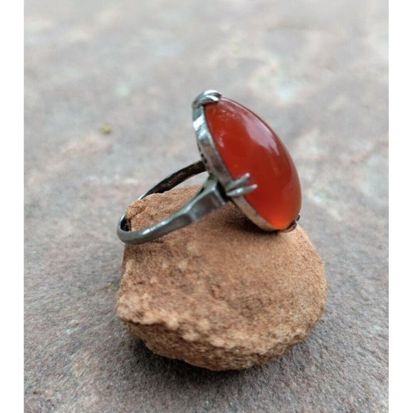 Antique Silver CARNELIAN Ring SZ 5.5 Beautiful Ring Lovely Setting - Picture 1 of 6